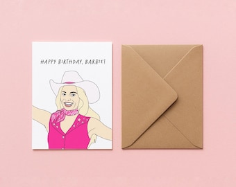 PRINTABLE GREETING CARD - Barbie movie digitally hand drawn pop culture greeting card digital download