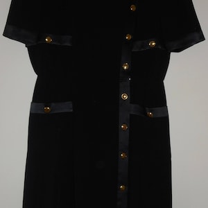 ESCADA Navy Blue Dress Size 10 40 Wool Silk Pleated Skirt Vintage 1990s HapaChico