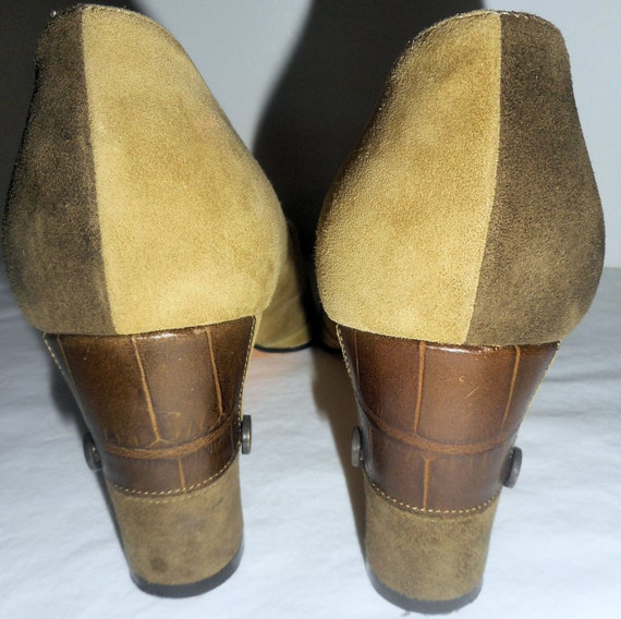 ESCADA Vintage Shoes Pumps Heels 6.5 36.5 Olive M… - image 4