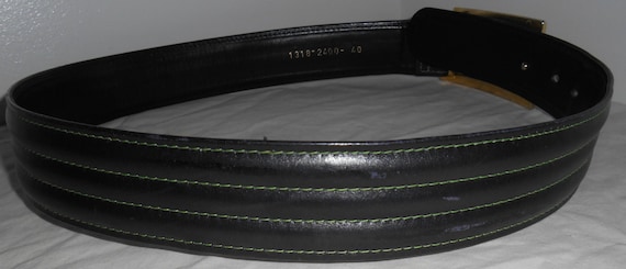 ESCADA Vintage Belt 10 40 Leather Hunter Green Go… - image 4