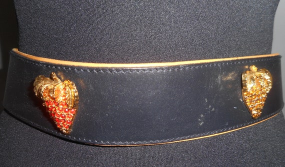 ESCADA Belt 8 38 Blue Strawberry Swarovski Rhinestones  display picture 1