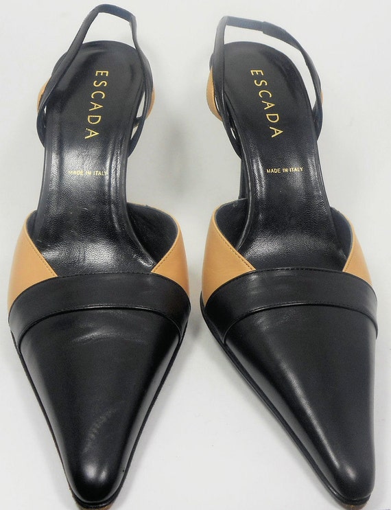 Escarpins Escada En Daim Et Cuir - Taille 7.5B, Italie, Occasion Comme Neuf