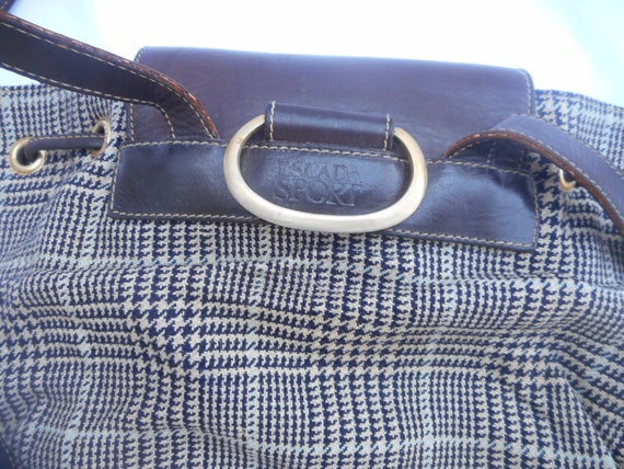 ESCADA SPORT Vintage 80 Backpack Purse Bag Plaid Brown Beige  display picture 3