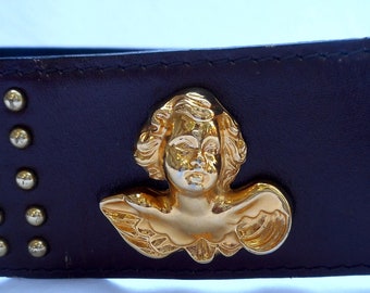 Escada Vintage Patent Leather Belt Gold Enamel Leopard Medallions EU 44 AUTHENTIC ESCADA Leopard Fur Print Leather Gold Buckle Belt  main image 4
