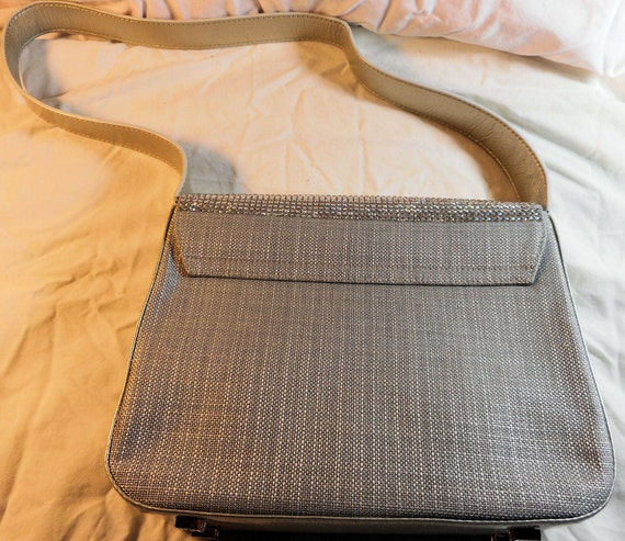 ESCADA Vintage 90s Handbag Purse Silver Leather C… - image 3