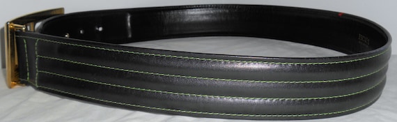ESCADA Vintage Belt 10 40 Leather Hunter Green Go… - image 2