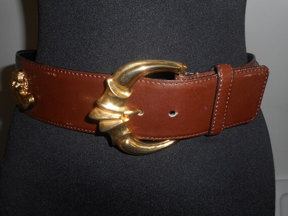ESCADA Belt Size 10 40 Brown Leather Angels Cheru… - image 1
