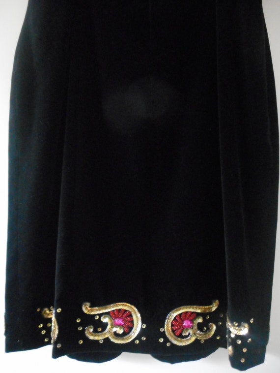 ESCADA Couture Dress Size 10 40 Black Velvet Embr… - image 9