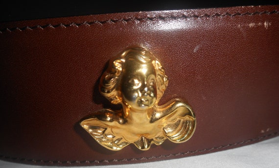 ESCADA Belt Size 10 40 Brown Leather Angels Cheru… - image 3