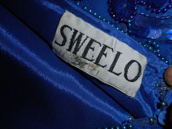 SWEELO Silk Embroidered Shift Dress Size S Royal … - image 7