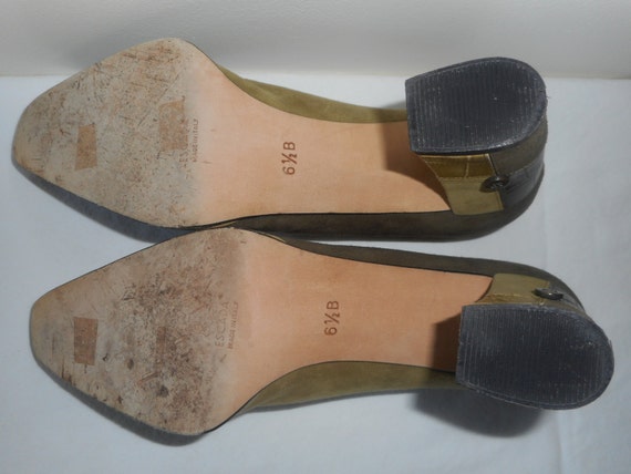ESCADA Vintage Shoes Pumps Heels 6.5 36.5 Olive M… - image 5