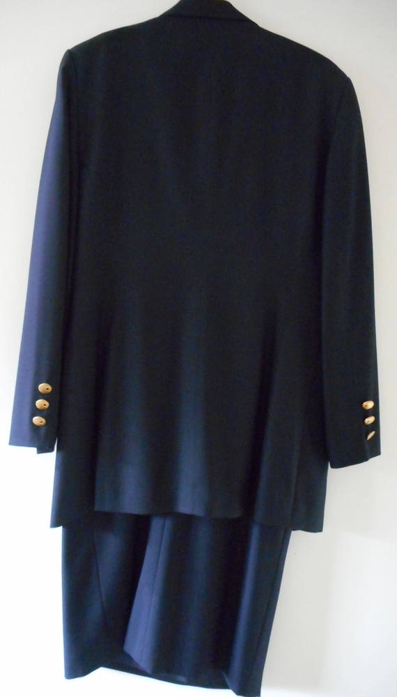 ESCADA Dress Jacket Suit Size 10 Navy Blue Coast … - image 2