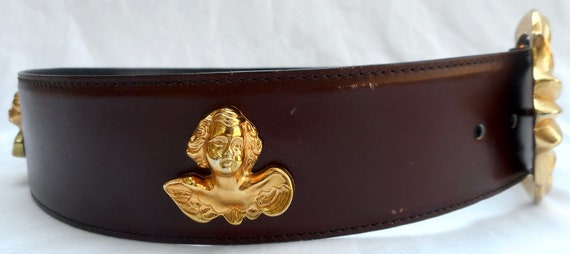 ESCADA Belt Size 10 40 Brown Leather Angels Cheru… - image 9