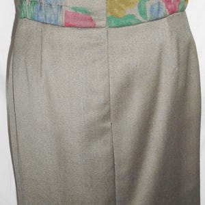 ESCADA Vintage 1980s Skirt Size 6 36 High Waist Drape Mini Green Gray Olive Flowers HapaChico image 3