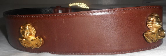 ESCADA Belt Size 10 40 Brown Leather Angels Cheru… - image 4