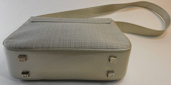 ESCADA Vintage 90s Handbag Purse Silver Leather C… - image 9