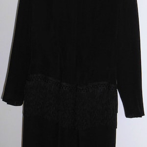 ESCADA Vintage 1980s Black Dress Fringe Silk 40 10 HapaChico Haute Couture