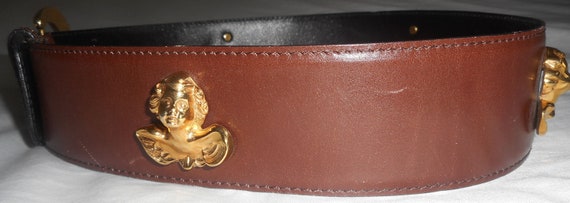 ESCADA Belt Size 10 40 Brown Leather Angels Cheru… - image 5