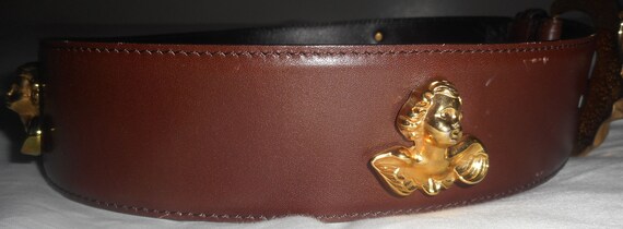 ESCADA Belt Size 10 40 Brown Leather Angels Cheru… - image 6