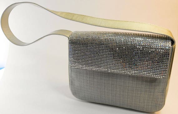 ESCADA Vintage 90s Handbag Purse Silver Leather C… - image 1