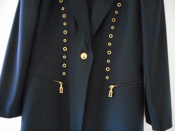 ESCADA Dress Jacket Suit Size 10 Navy Blue Coast … - image 1