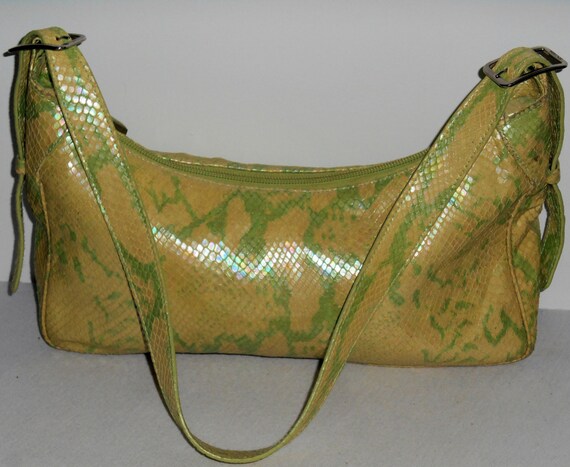 ESCADA Vintage 1990s Hobo Hand Bag Purse Lime Gree
