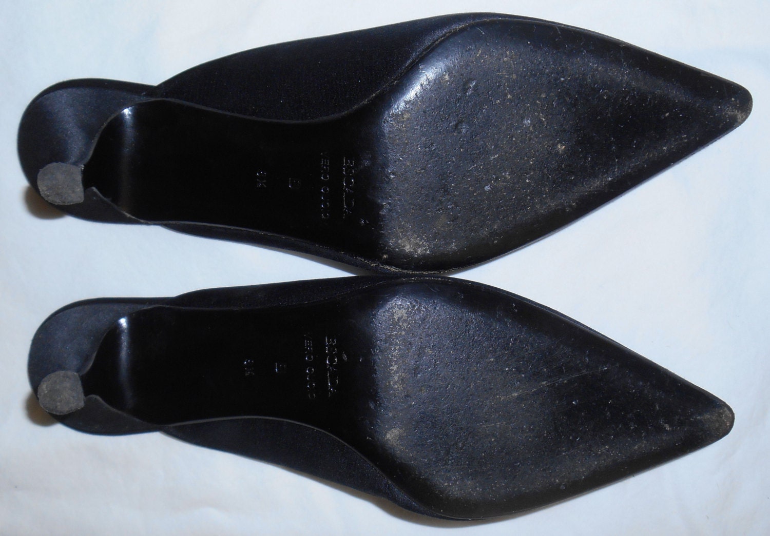 ESCADA Vintage Heels Shoes Pumps Black Satin Silk Leather 8.5 - Etsy