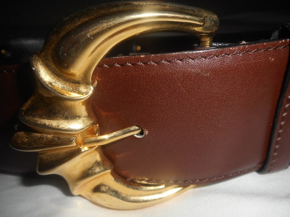 ESCADA Belt Size 10 40 Brown Leather Angels Cheru… - image 2