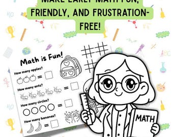 Pre-K Math Activity Sheets | Simple Math PDF Printable Sheets | 5-6 Age-Appropriate Education Activity Digital Downloads Ready to Print