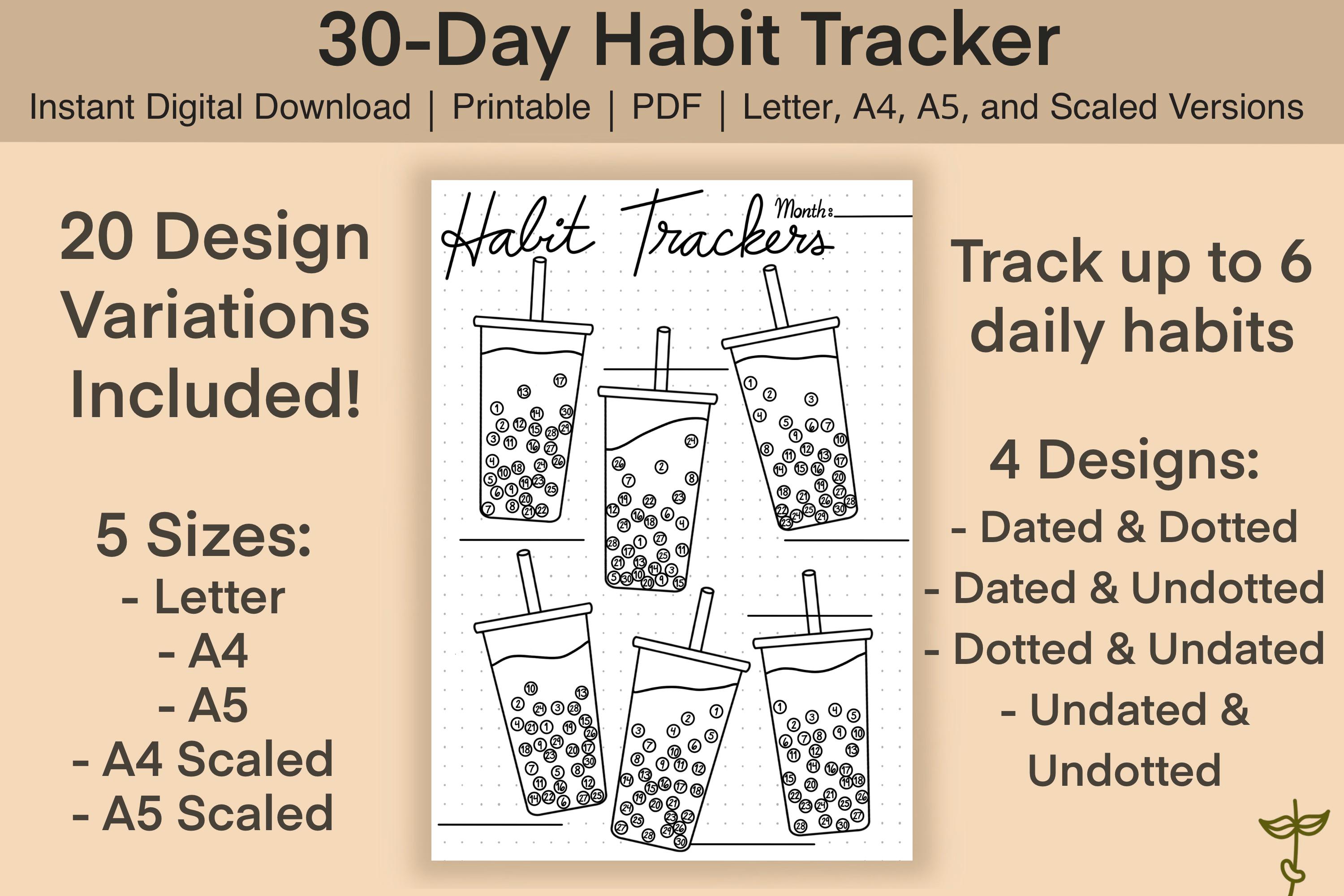 Bubble Tea Habit Tracker | 30-day Creative Digital & Printable Tracker ...