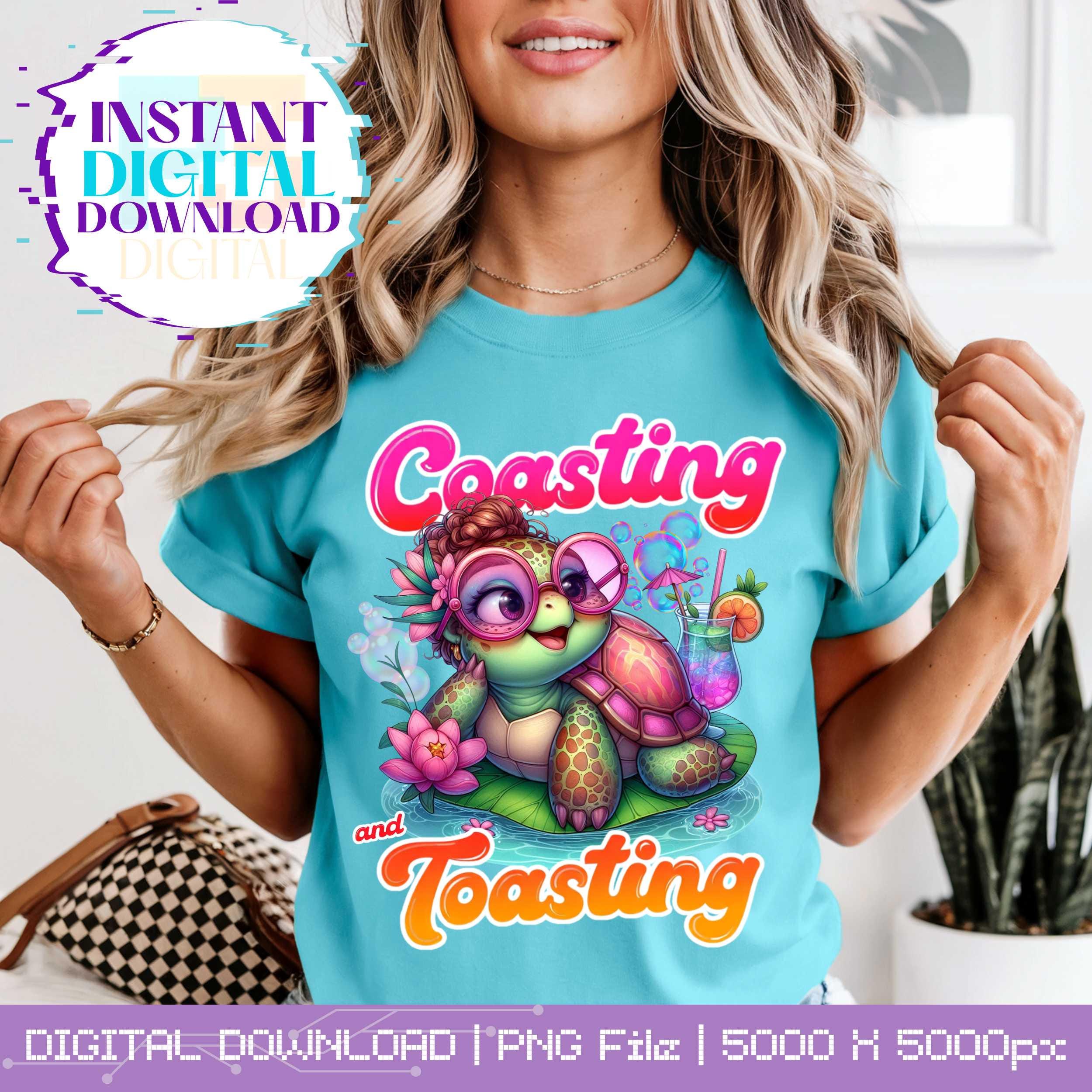 Turtle Toasting Coasting and Toasting Sea Turtle PNG, Drinking Tshirt Graphic (digital ...