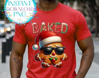Funny Fully Baked Gingerbread Man PNG, Adult Stoner Christmas Clipart