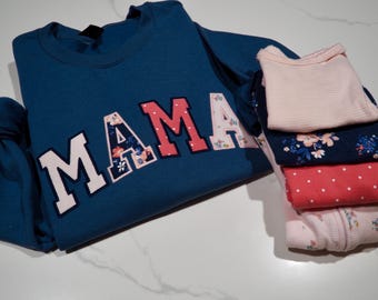 Mama besticktes Erinnerungs-Sweatshirt mit Baby Onsie-Stoffapplikation