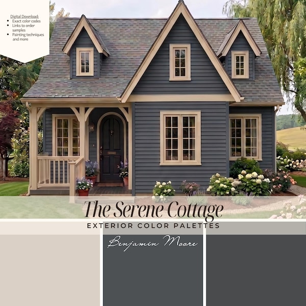 Esquema de colores exteriores Serene Cottage de Benjamin Moore — Descarga digital