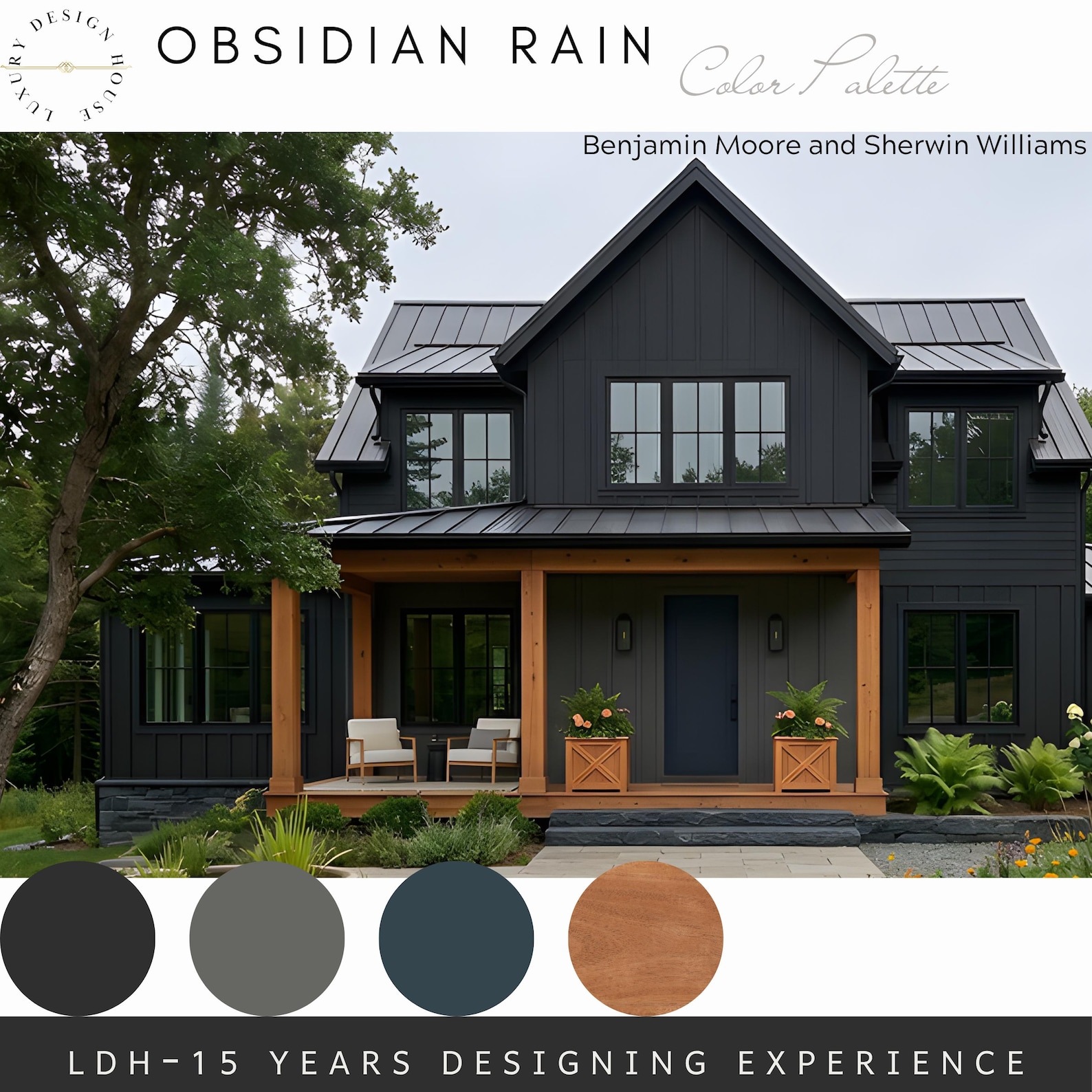 Obsidian Rain Color Palette | Moody Exterior Hues - Etsy