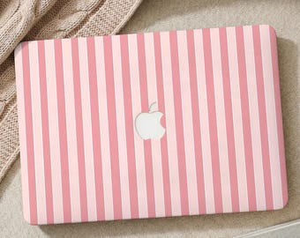 Pink and White Stripes MacBook Case, MacBook Air 15 13 11 Case, Macbook Pro 13 14 15 16 M2 M3 Case, Macbook Ret 13 15 Laptop 2025 Cover