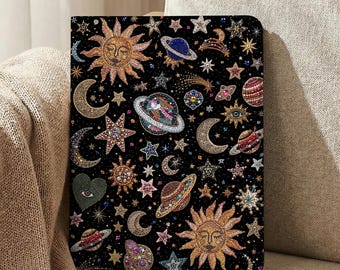 Sun Moon Stars iPad Case with Pencil Holder for iPad Air M4 M3 M2 11" 13", iPad 11th A16 10/9 Gen, iPad Pro M5 M4, Mini A17 Pro Cover
