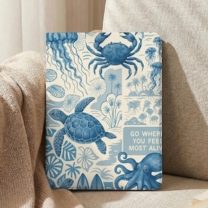 Vintage Ocean iPad Case mit Stifthalter für 2025 Pro 11/13 Zoll iPad 11/10/9 Air 7/6 13 Zoll 11 Zoll 10,9 Zoll iPad Pro 9,7 Zoll 11 Zoll iPad Mini 7/6 Fall
