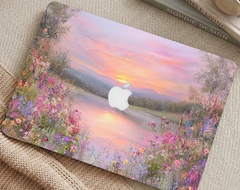 Sunset Lake Wildflowers MacBook Case for 2026 Neo13 A18 Air 15/13/11 Macbook Pro 16/15/14/13 inch M5 M4 M3 M2 Protective Case Laptop  Cover