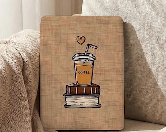 Funda para Kindle con diseño de café y libros para Kindle de 10.ª/11.ª generación de 6", Paperwhite de 11.ª y 12.ª generación de 6,8" y 7" (2022/2024).