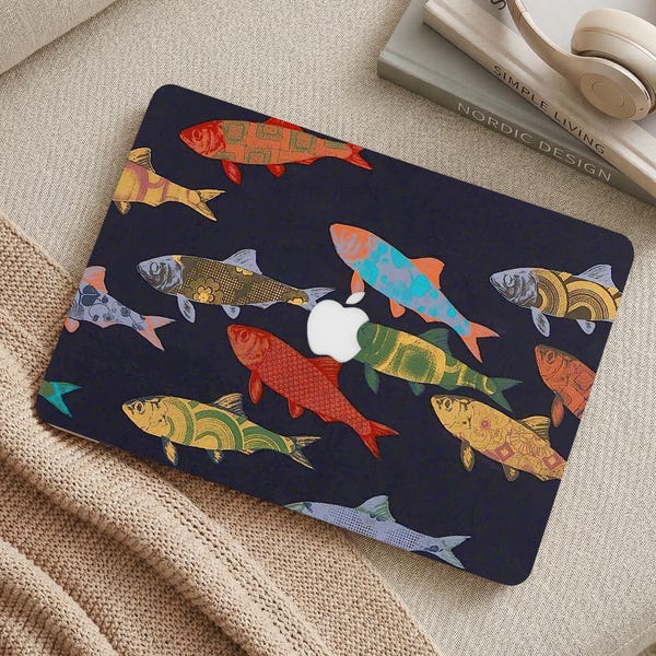 Capa personalizada para MacBook com pintura artística de peixe, compatível com MacBook Pro 16 (2024), Pro 14 (2025), MacBook Air 15, 13 e 11, MacBook Pro 13 e MacBook Ret 15/13.