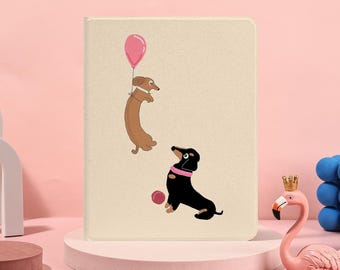 Custodia per iPad con simpatici bassotti per iPad Air 5/6/7 iPad Pro 9.7'' 11'' 12.9'' Mini 6/7 iPad 10.2" 10.9" 2025 Custodia per iPad A16 con portapenne