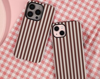 Brown Stripes iPhone Case For iPhone New 17 16 15 14 13 12 Pro Max 12 13 Mini iPhone 16e 13 12 11 X XS SE Minimalist iPhone Tough Cover