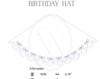 ITH Scalloped Bow Edge Birthday Hat Template Embroidery Machine File / PES / DST