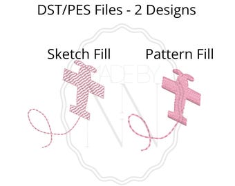 スケッチ塗りつぶし飛行機ミニ刺繍PES/DSTファイル/ミシン刺繍ファイル