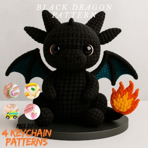 Dark Dragon Crochet Pattern | Amigurumi PDF Tutorial, Fantasy Crochet Toy Plushie, Easy DIY Pattern, Nursery Decor Gift , Beginner Crochet
