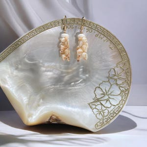 1.5 in. Hawaiian Momi, Kahelelani, Puka Shell Dangle Earrings, 18k Gold-Filled Hooks—Maui-made