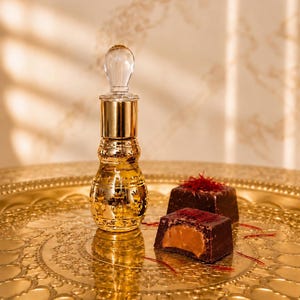 Praline & Safran Parfümöl | Eden Elixir 𓇢𓆸 Oud, Datteln, Kakao, Rose | Luxuriöser Gourmand-Duft, 12 ml Parfümöl | Sudanesisches Öl