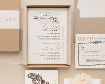 Farm to Table, Outdoor Farm Destination Wedding Invitation - Farm Chic - Sample