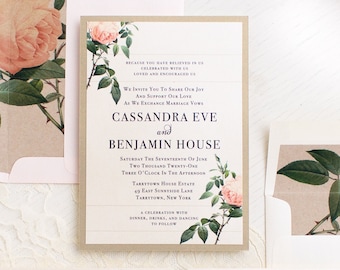 Ivory & Blush Floral - Wedding Invitation - Sample